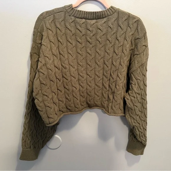 Zara Cable Knit Cropped Sweater Medium - Picture 3 of 7
